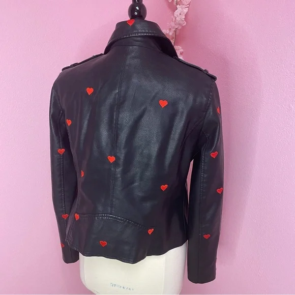 💔 Heart Embroidered Faux Leather Moro Jacket 💔 - Picture 4 of 11